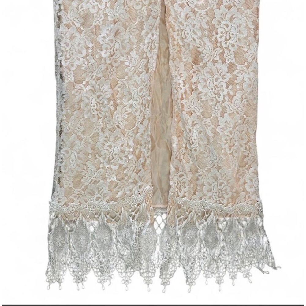 Vintage Loralie 1980s Ivory Floor Length Lace Formal Prairie Dress Medium USA - Picture 7 of 8